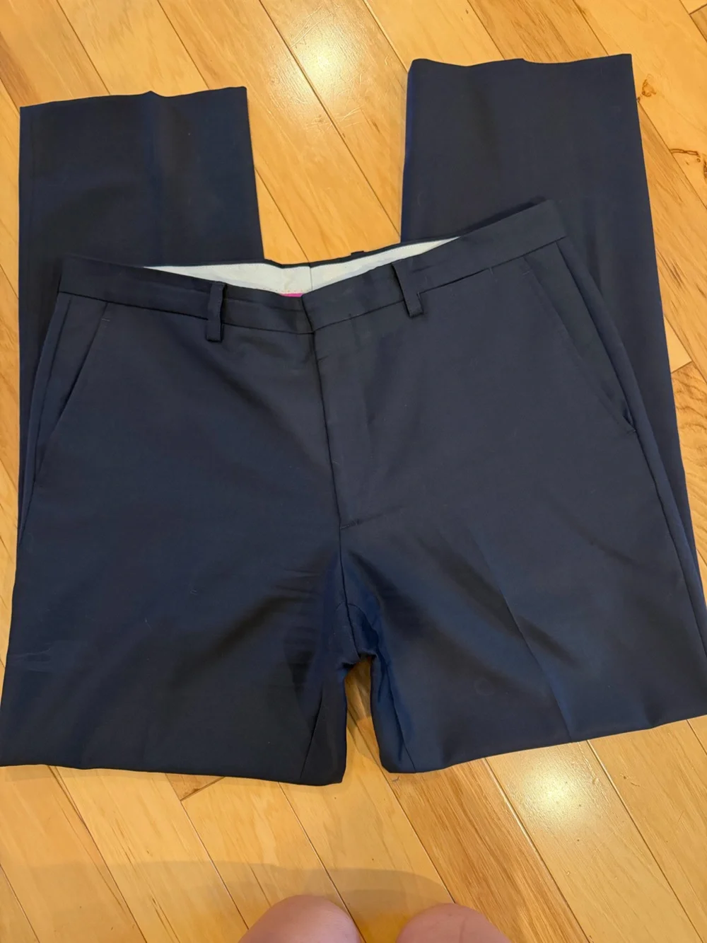 ETRO Men's Flat-Front Navy Wool Dress Pants Trousers Made in Italy